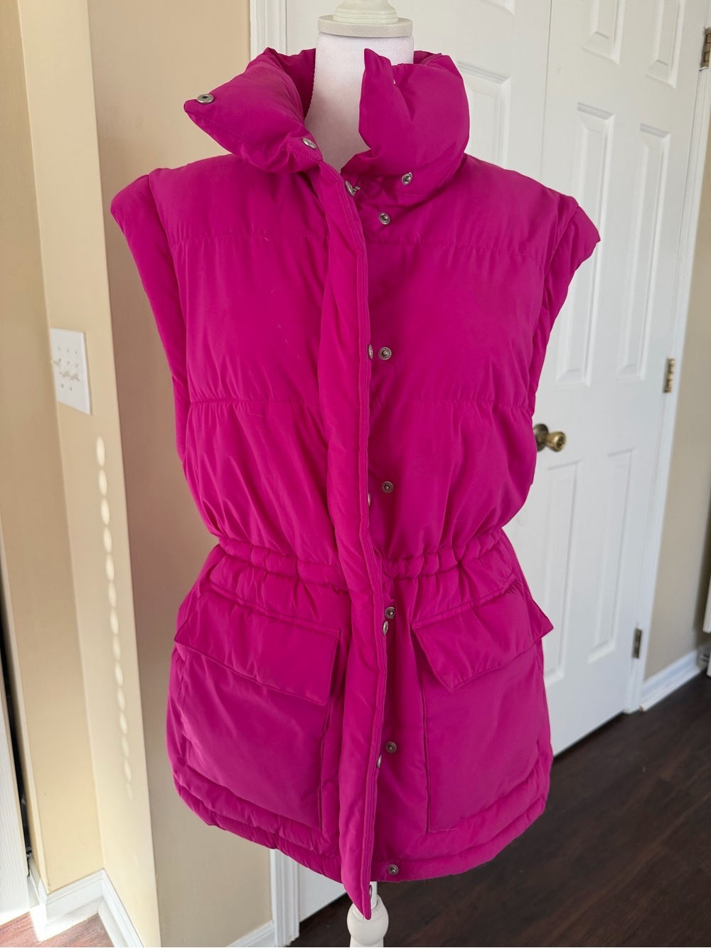 Universal Thread Hot Pink Puffer Vest with High Collar